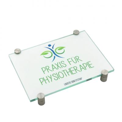 Türschild VITRUM K , Glasschild, Büroschild, Doppelglasschild